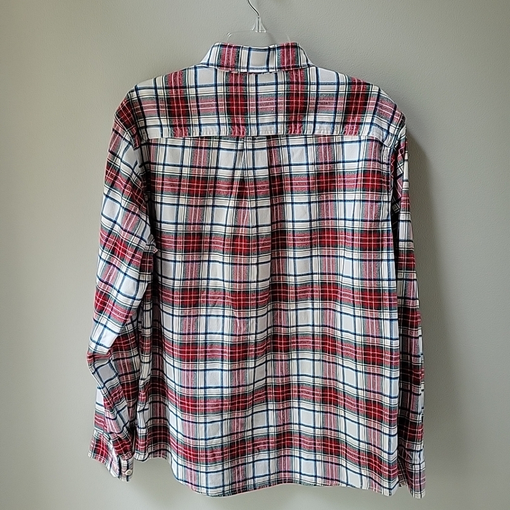 Eddie Bauer Flannel Multi Plaid Button Down Mens Shirt Sz Large Fall Holidays - Picture 6 of 9